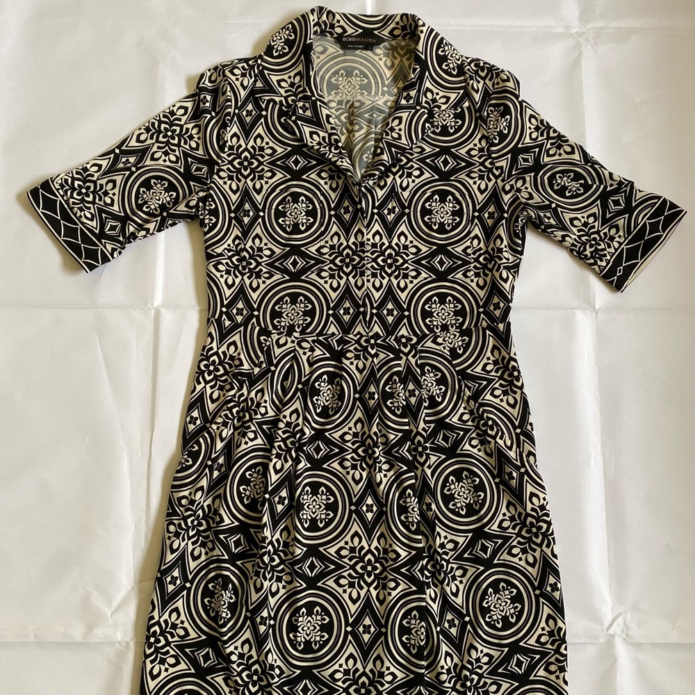 Black and white BCBGMaxAzria dress with design
